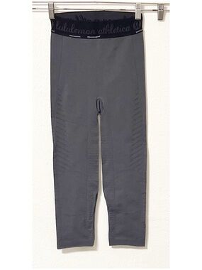 Lululemon Warp Knit Tight Charcoal Gray laser cut Waist 22 XXS High Rise Cropped